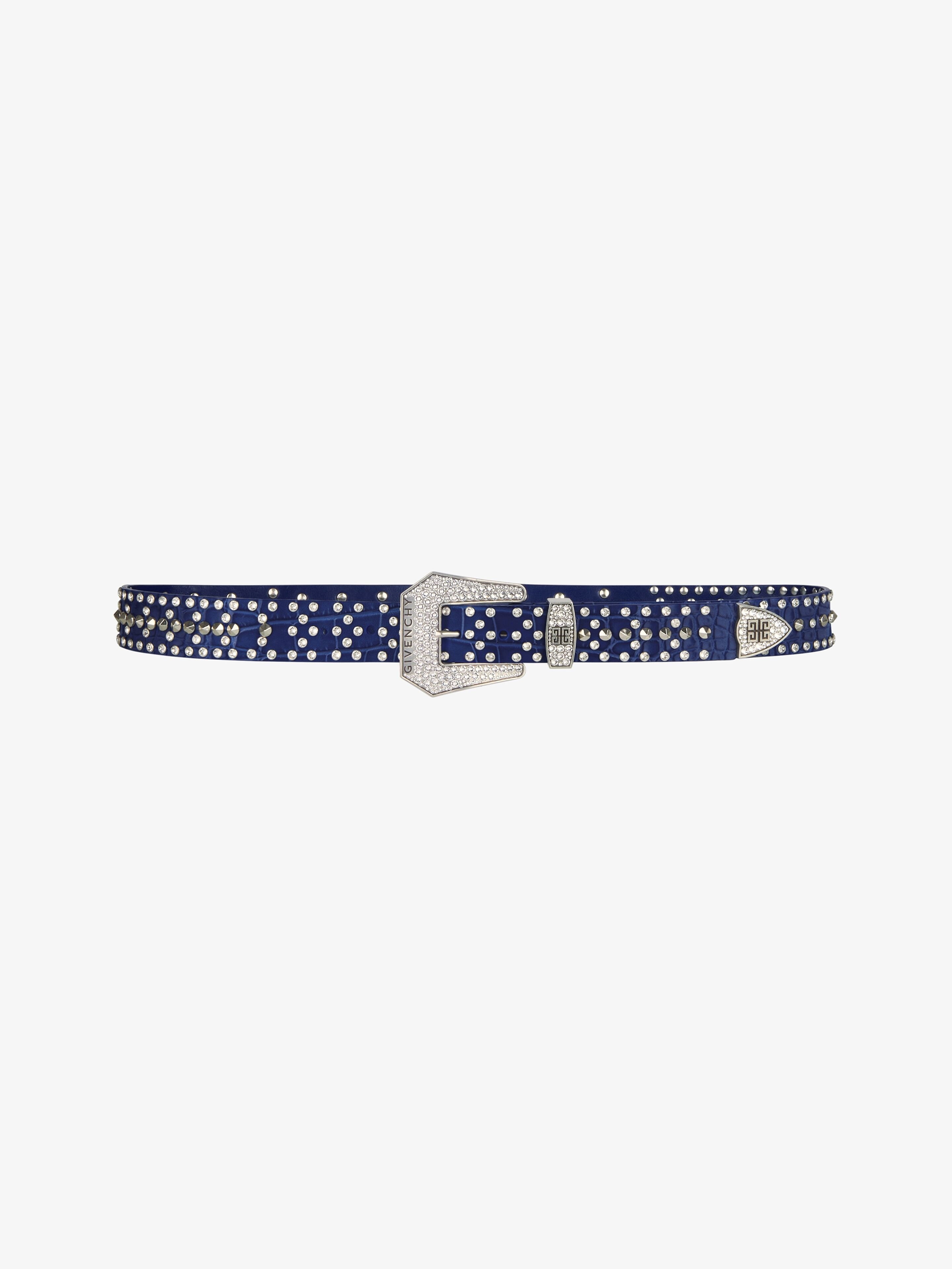 BELT IN LEATHER WITH STUDS AND CRYSTALS - 1