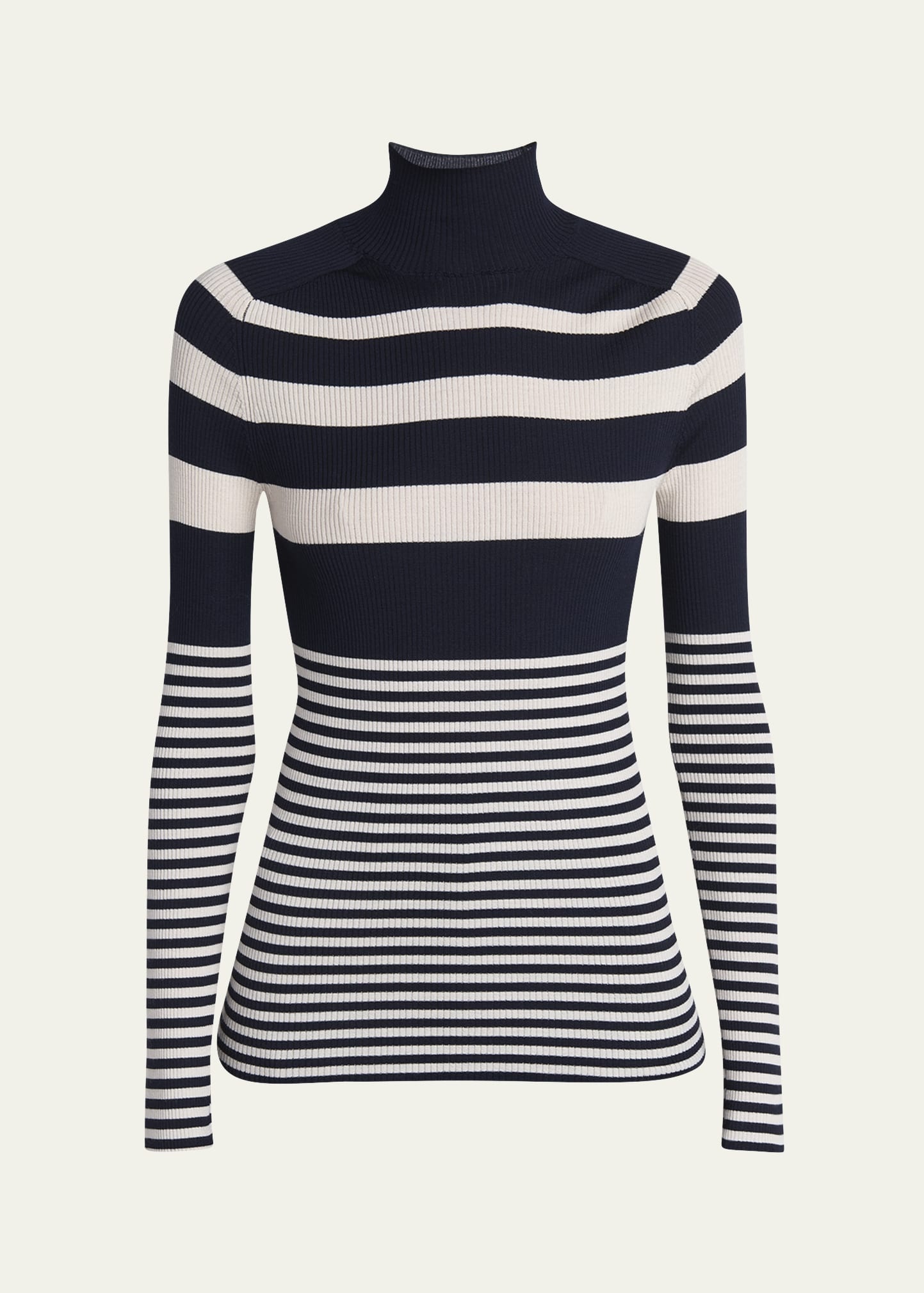 Stripe Wool Turtleneck Sweater - 1