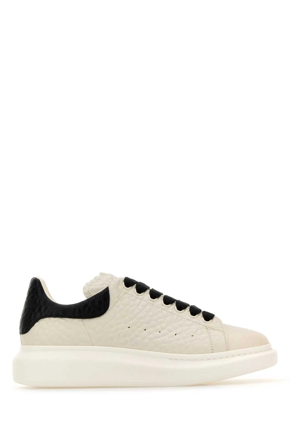 Alexander Mcqueen Men Ivory Leather Sneakers With Black Leather Heel - 1