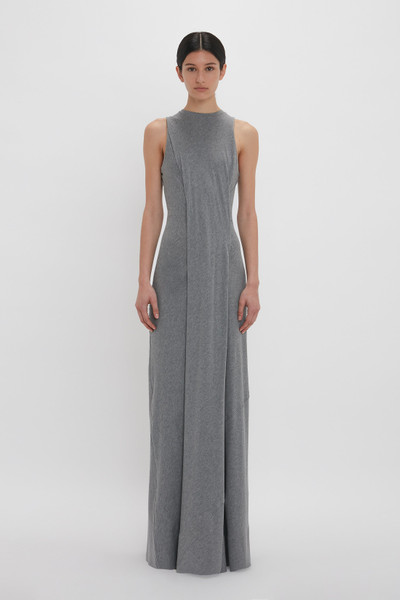 Victoria Beckham Frame Detailed Maxi Dress In Titanium outlook