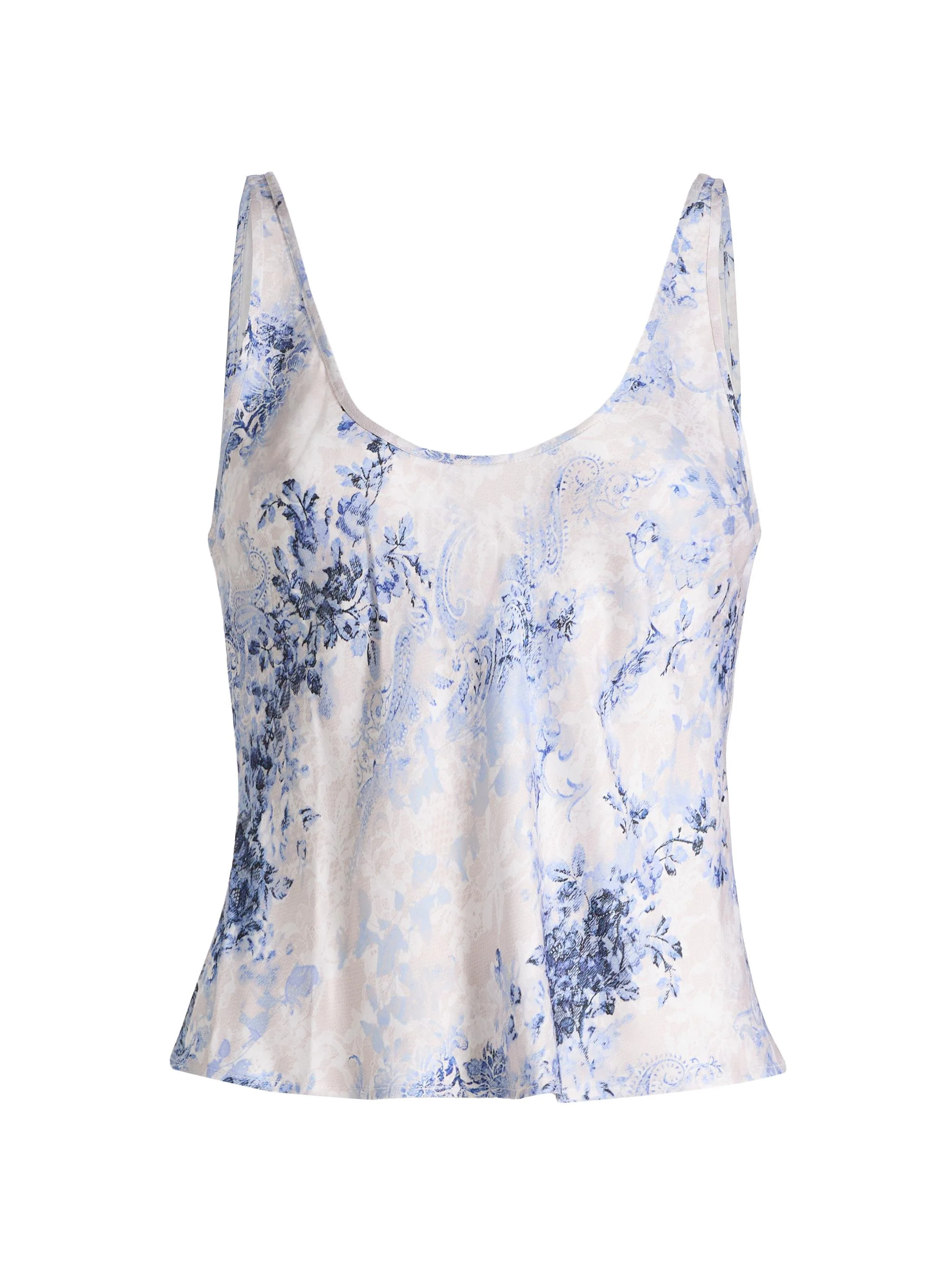 Women's Eddie Bias Floral Tank - Ivory Blue Watercolor Lace - 1