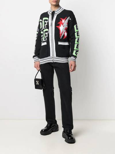 Off-White intarsia motif zipped cardigan outlook