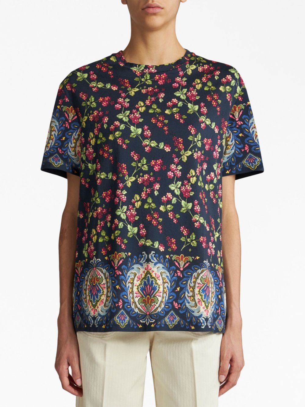 Berry-print cotton T-shirt - 2