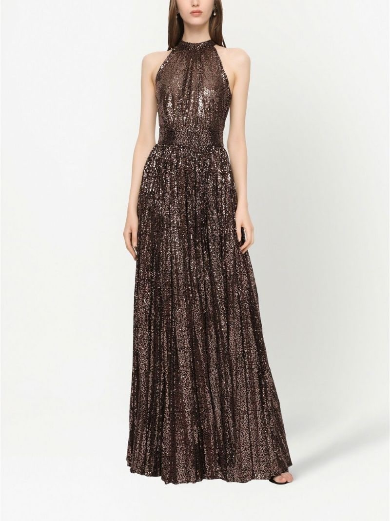 sequinned halter-neck gown - 3