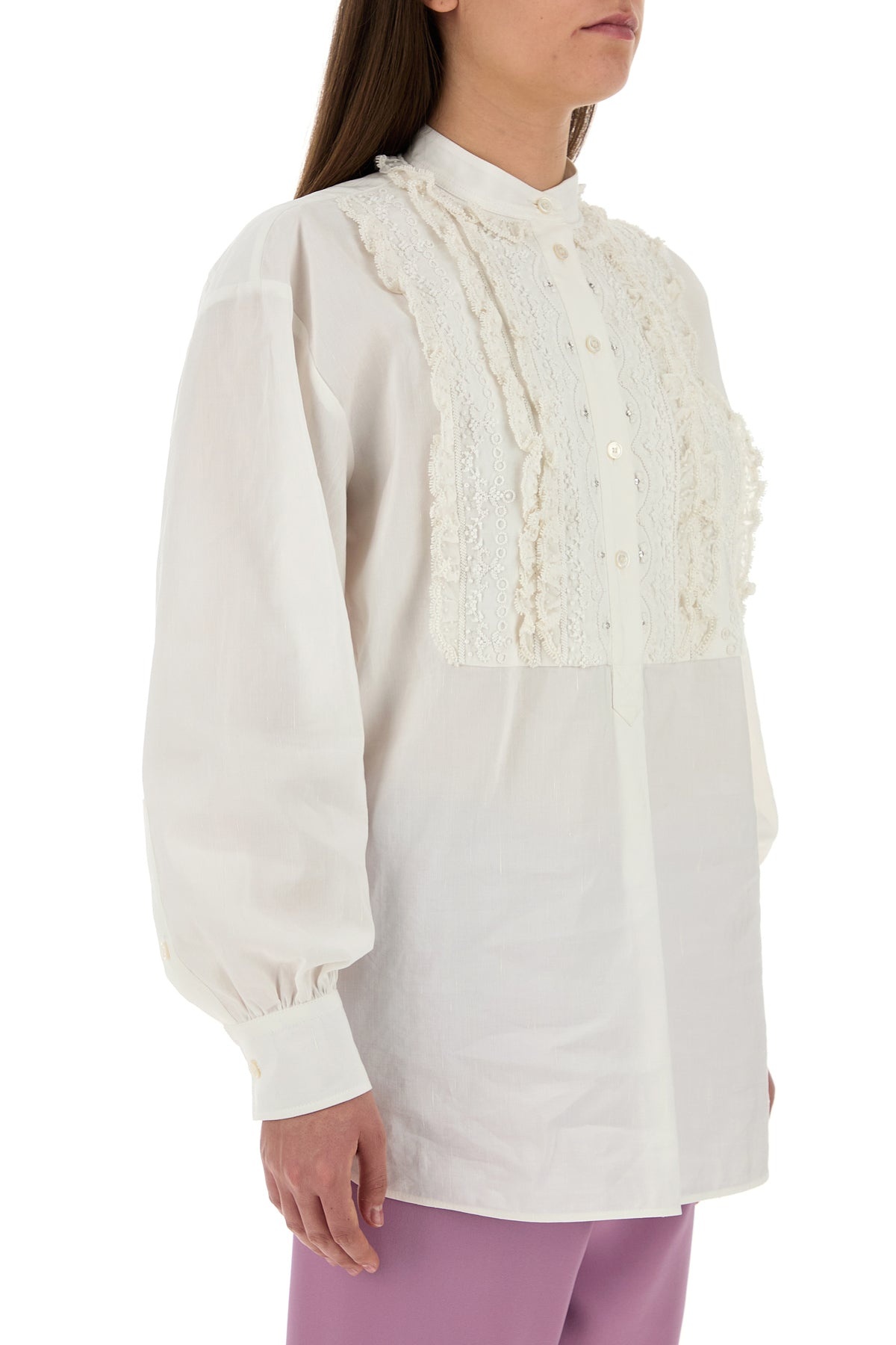 White cotton blend blouse - 3