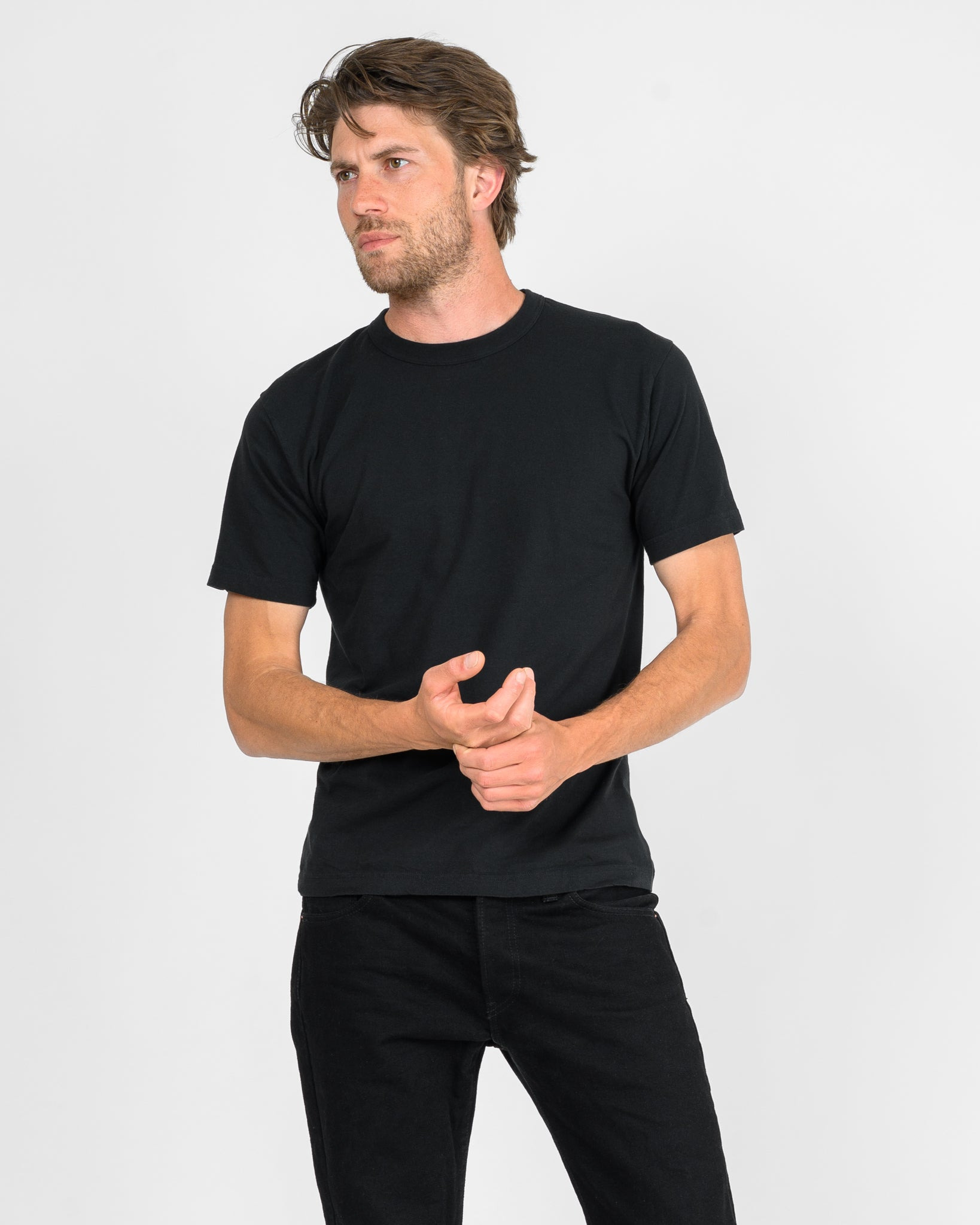 UTIL-BLK UTILITEES - 5.5oz Loopwheel Crew Neck T-Shirt - Black - 2