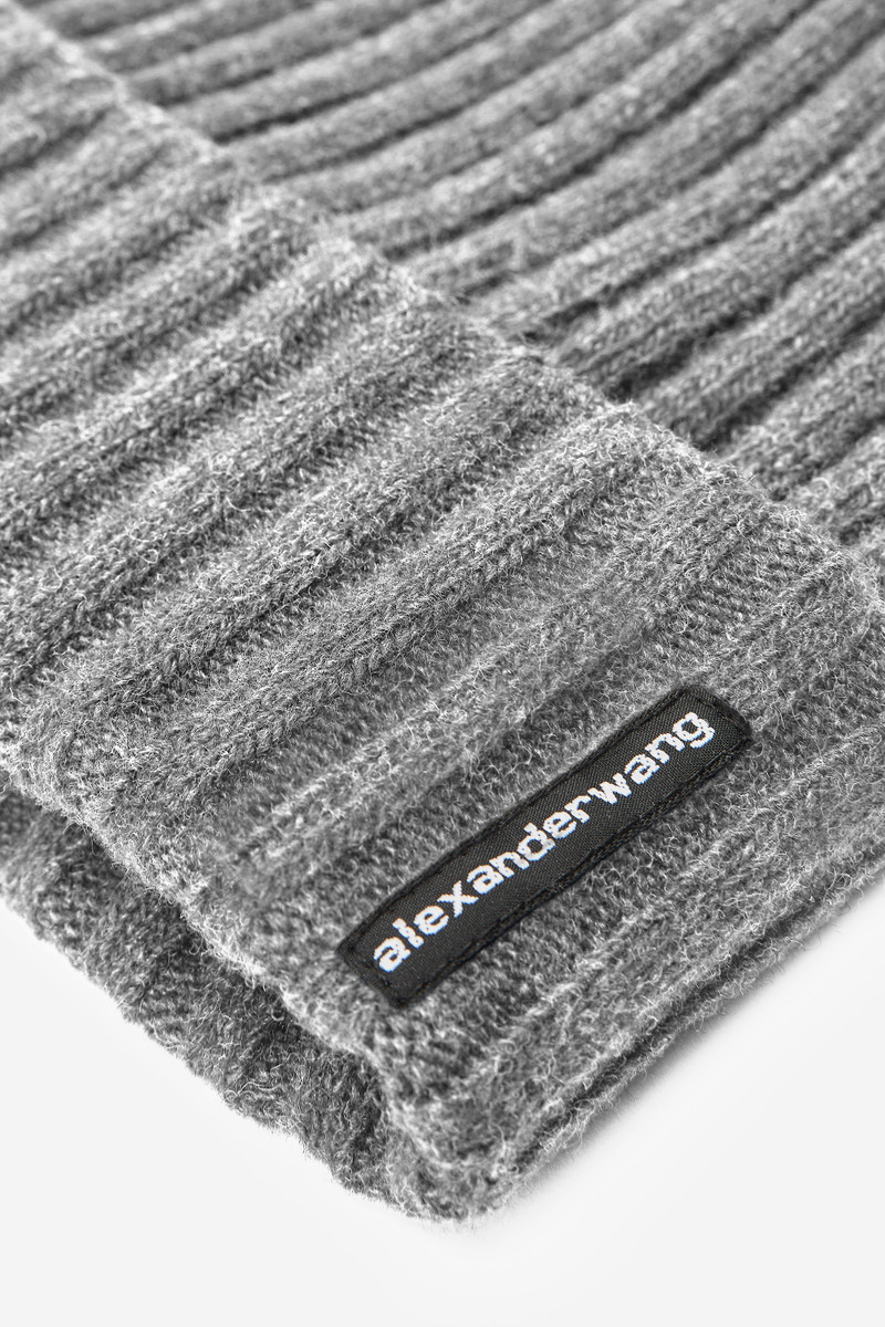 Alexander Wang Ribbed Beanie with Logo Flag Tag outlook