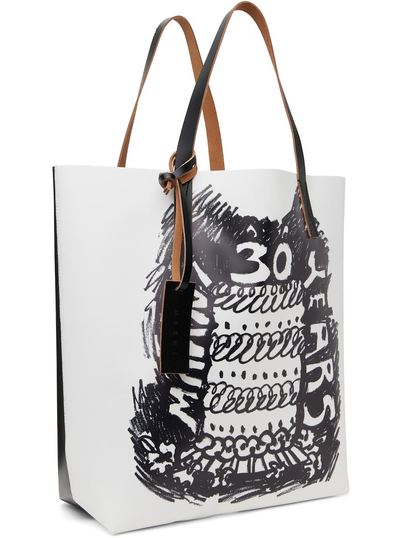 Marni White & Black Birthday Tribeca N/S Tote outlook