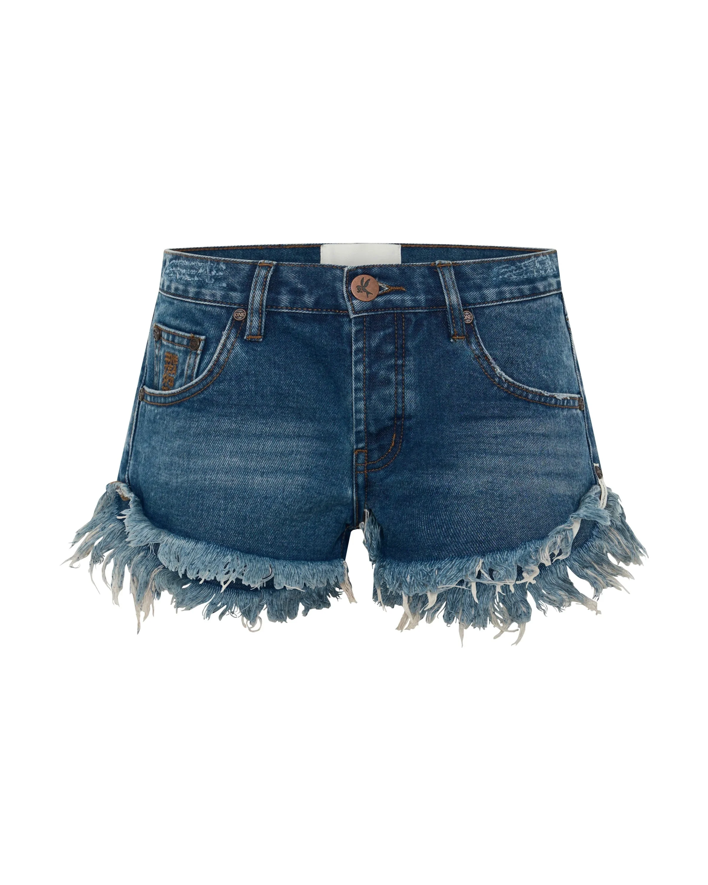 Dukes Low Waist Mini Denim Shorts - Rodeo Blue - 1