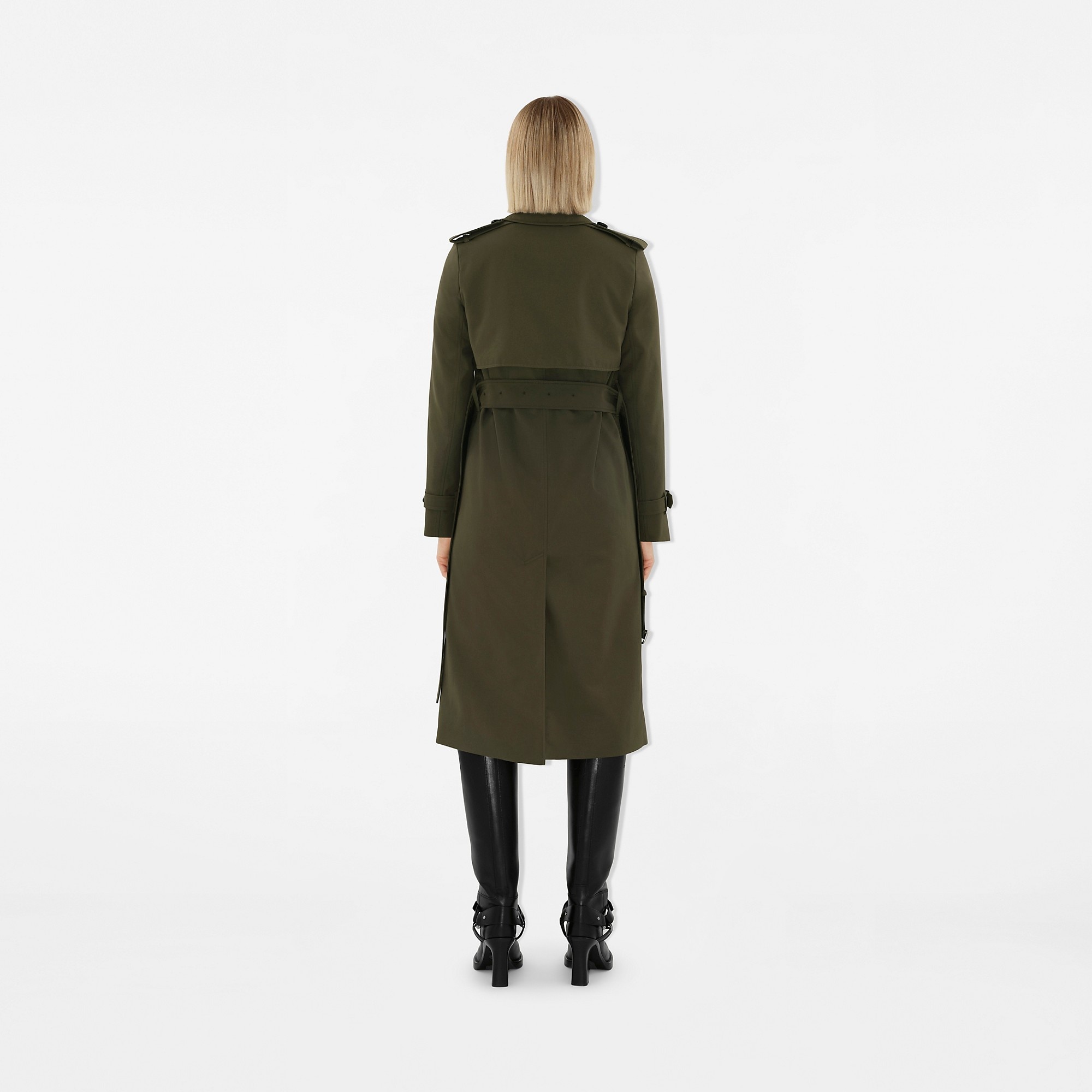 Long Cotton Blend Trench Coat - 4