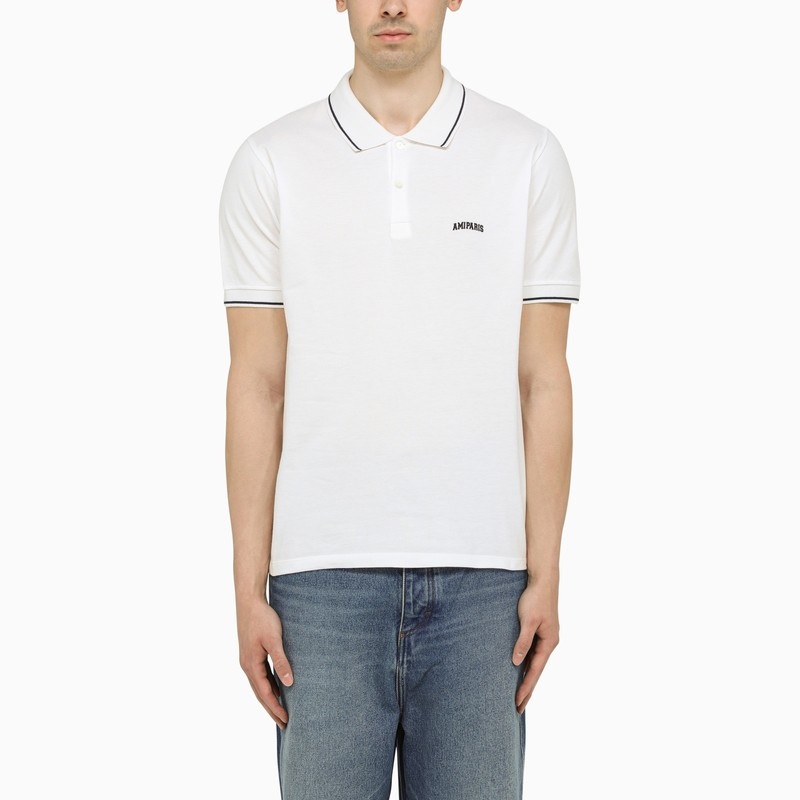 White cotton polo shirt with logo - 1