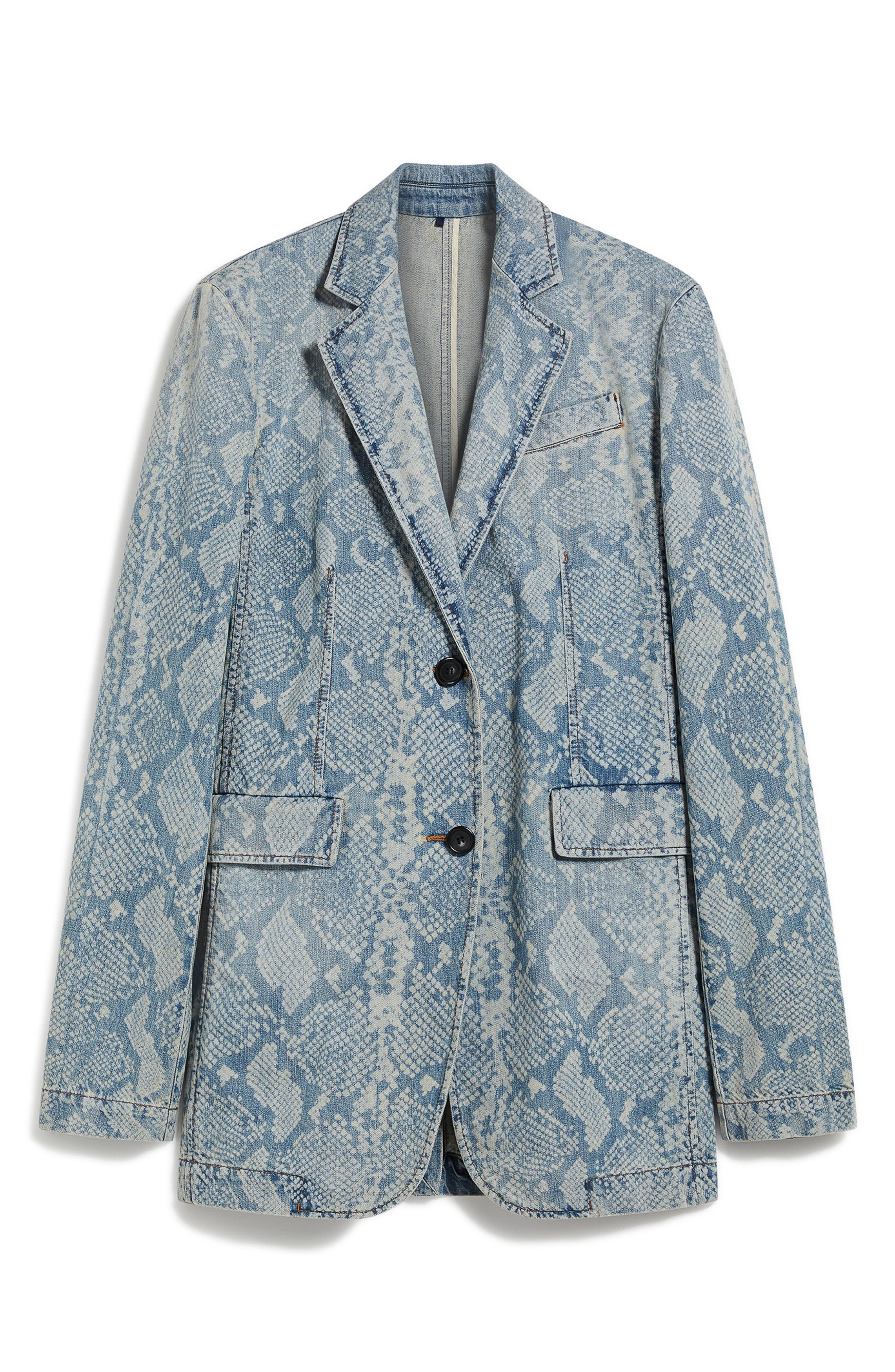 Python Print Denim Longline Sport Coat - 3