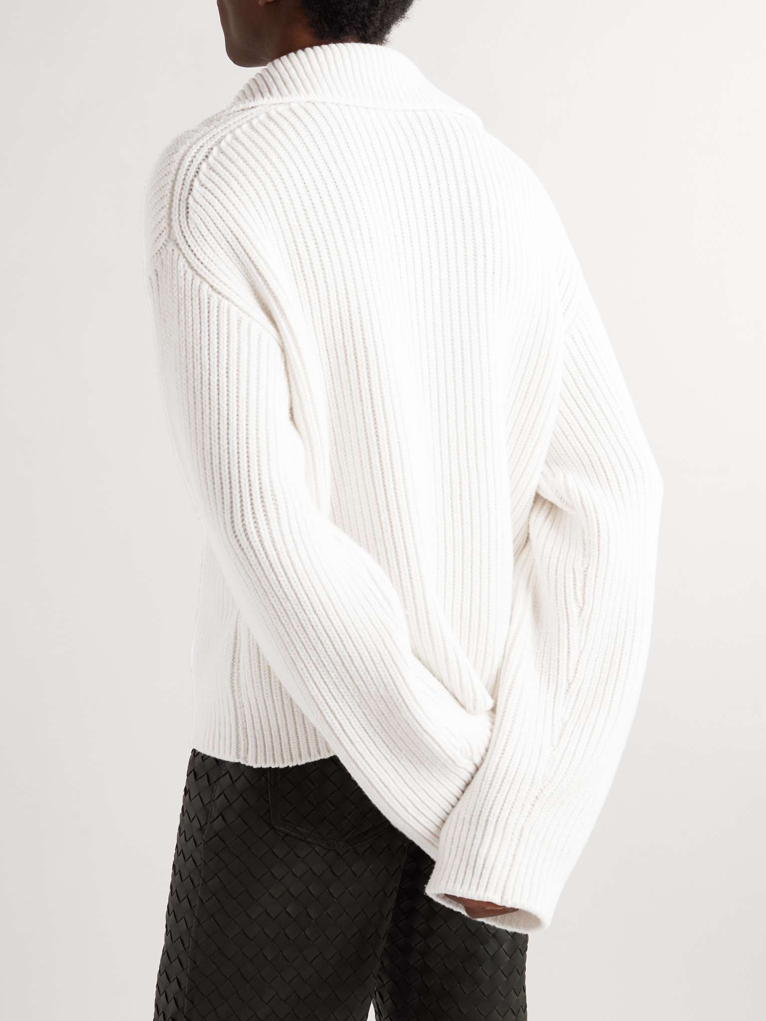 Ribbed-Knit Polo Sweater - 4