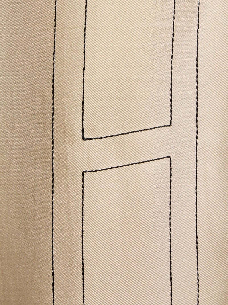 Monogram embroidered silk pants - 2