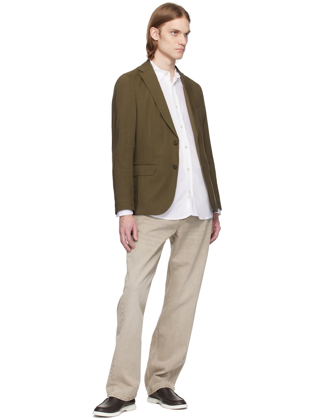 Khaki Slim-Fit Suit Blazer - 4