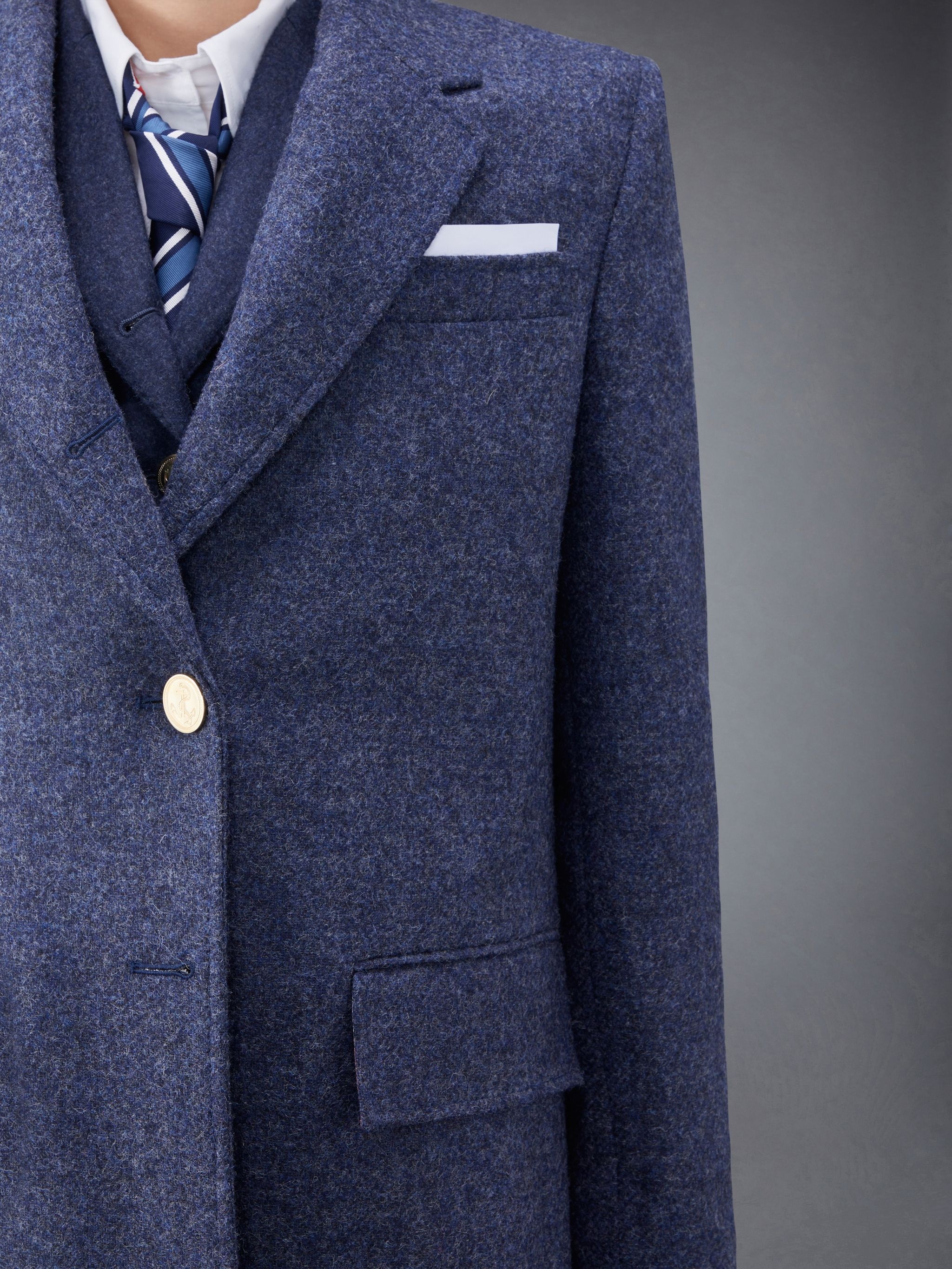 Solid Shetland Wide Lapel Overcoat - 14