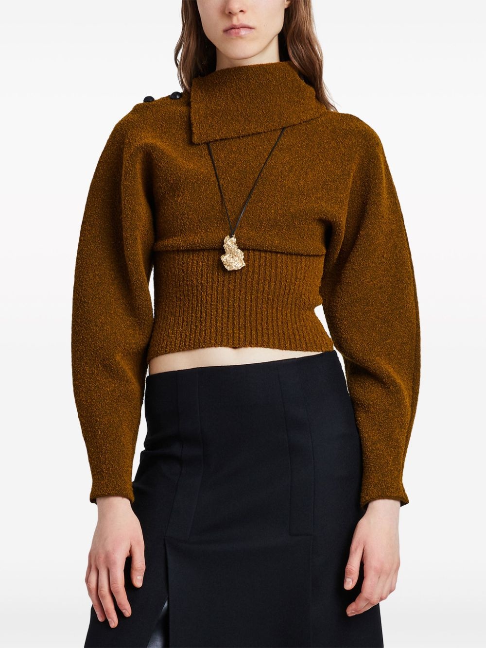 asymmetric-neck bouclÃ© jumper - 5