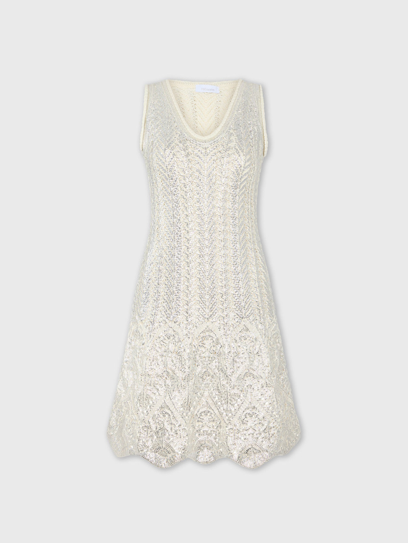 SILVER INDUCTION과 COTTON KNIT에 대한 ECRU SHORT DRESS - 1