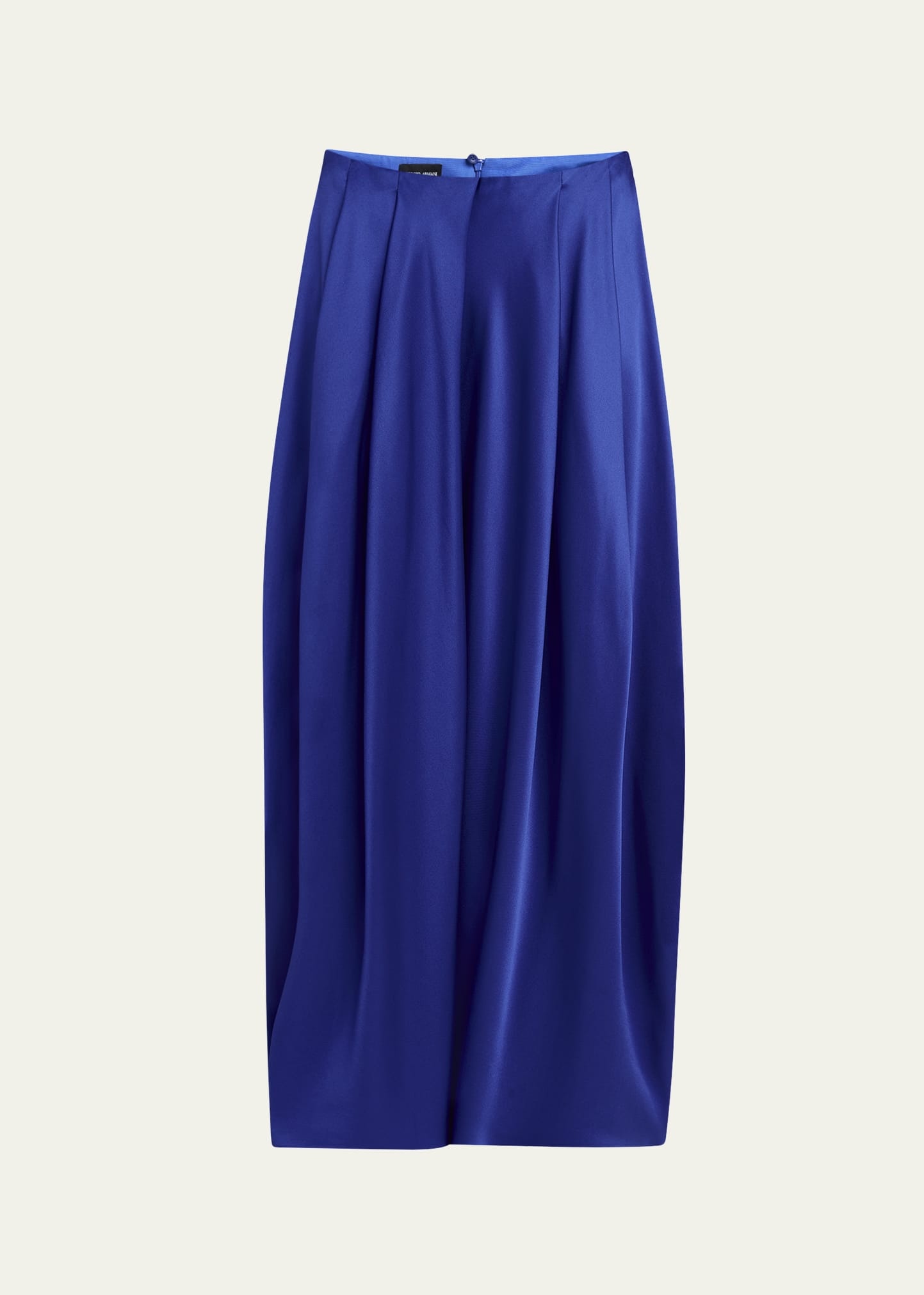 Double Silk Satin Pleated Midi Skirt - 1