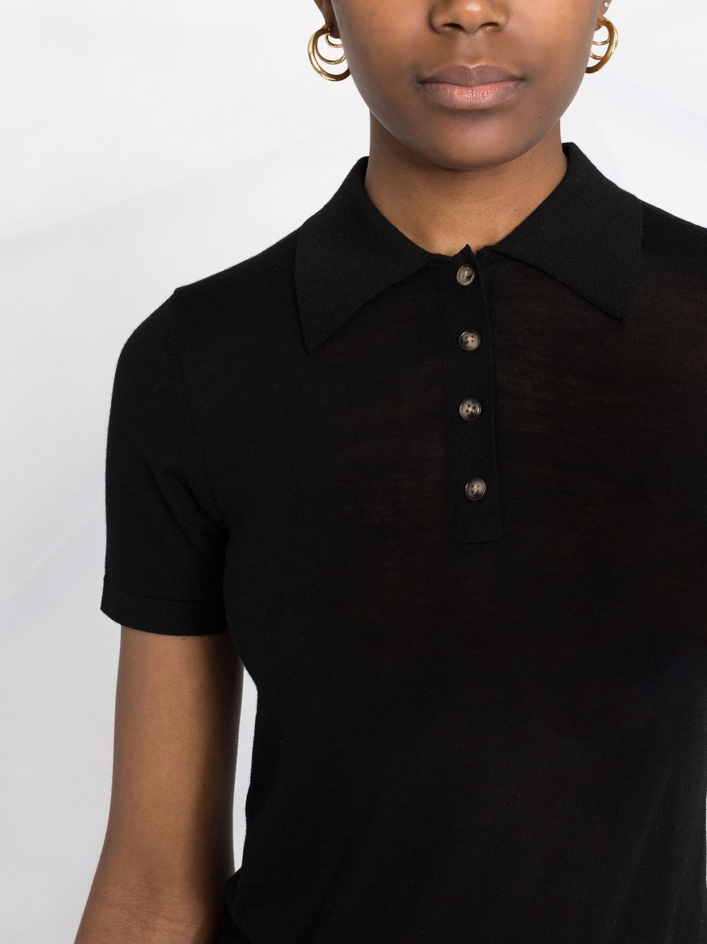 semi-sheer knitted polo shirt - 3