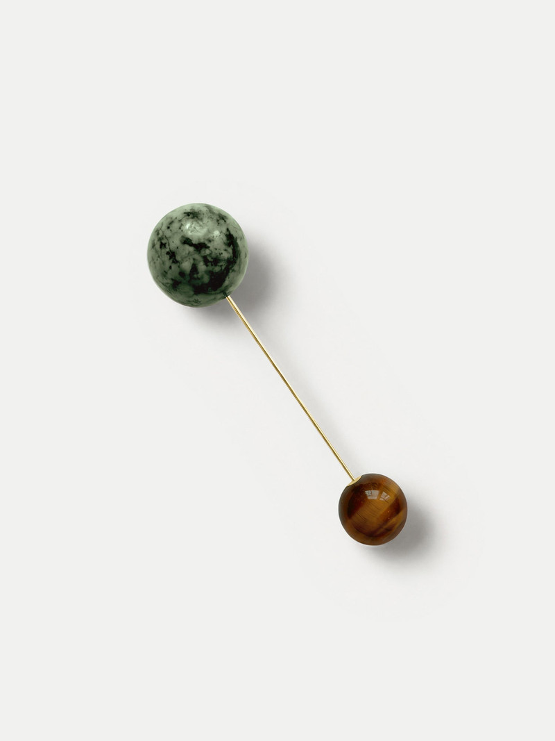 TURQUOISE AND TIGER’S EYE PIN BROOCH 1
