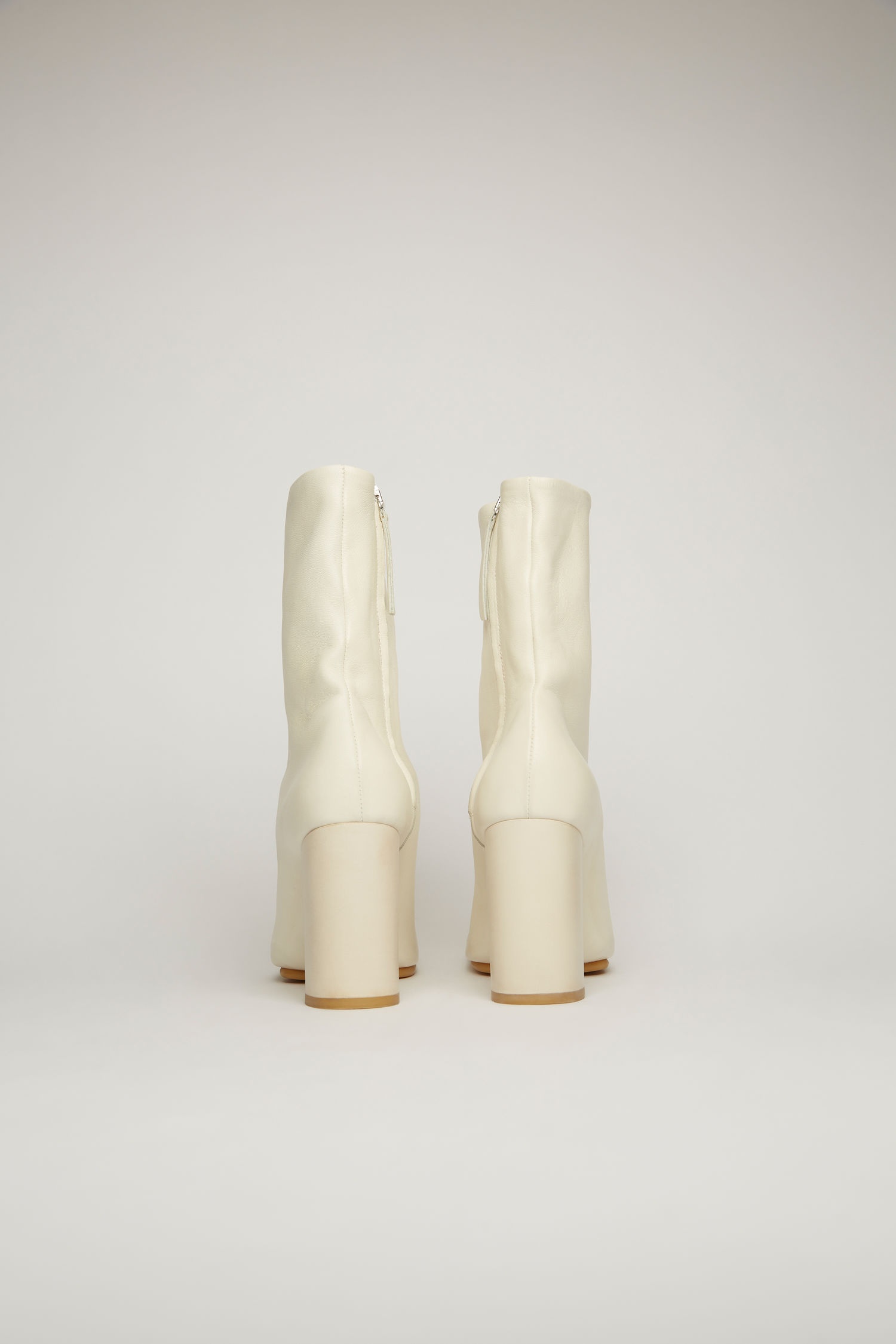 Leather ankle boots off white - 3