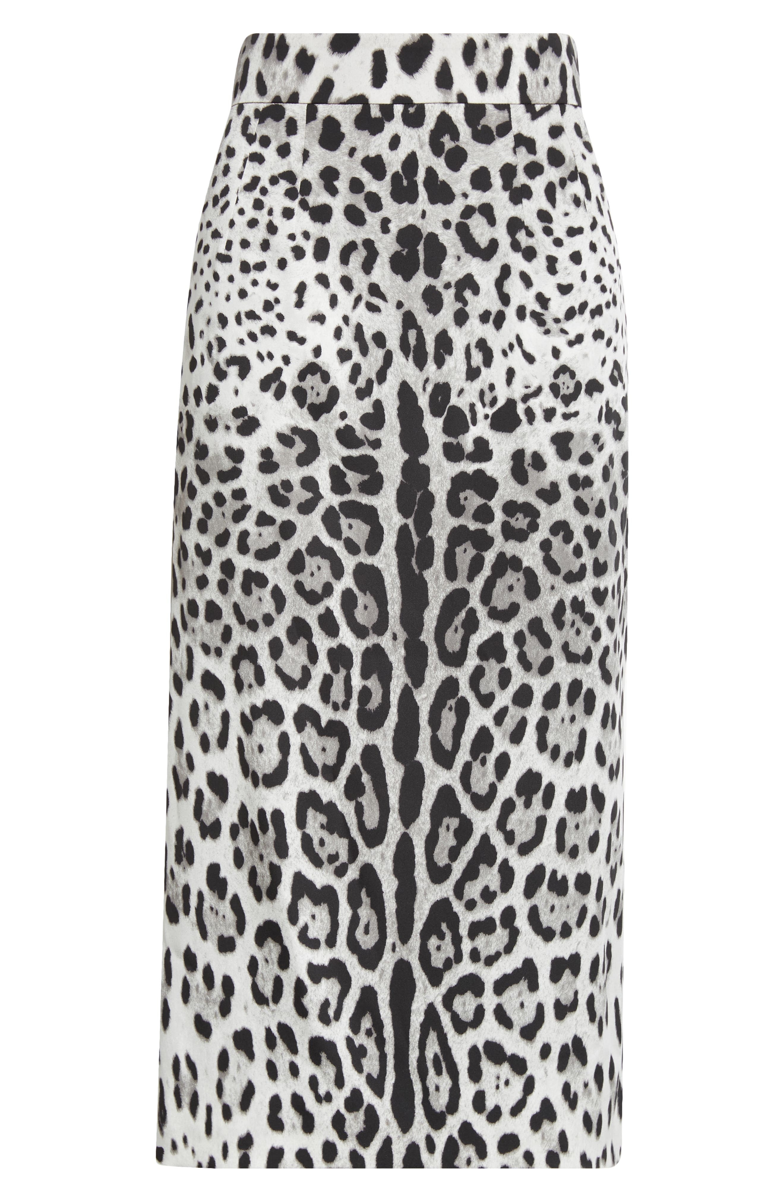 Dolce&Gabbana Leopard Print Stretch Silk Midi Skirt in Hi13N Leo Nero Fdo Grigio at Nordstrom - 6