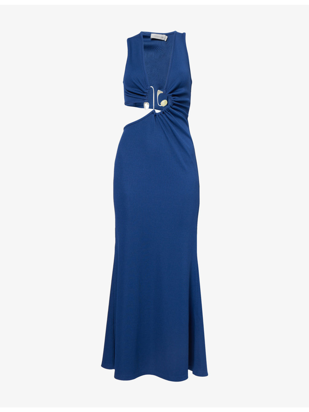 Spiral Crystal Cutaway Sleeveless Stretch-Woven Midi Dress - 1