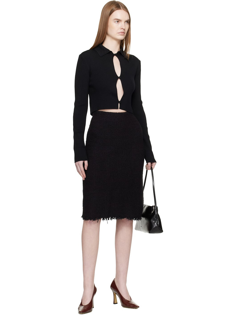 Jil Sander Black Frayed Edge Midi Skirt outlook