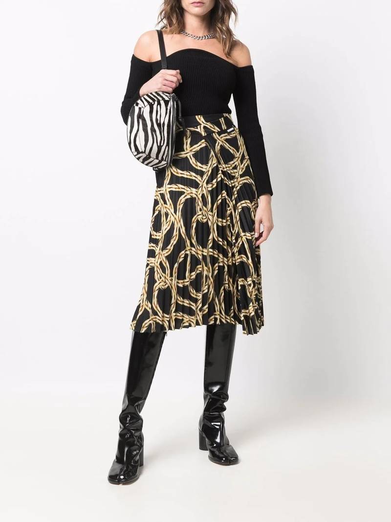 VETEMENTS chain-link print pleated skirt outlook