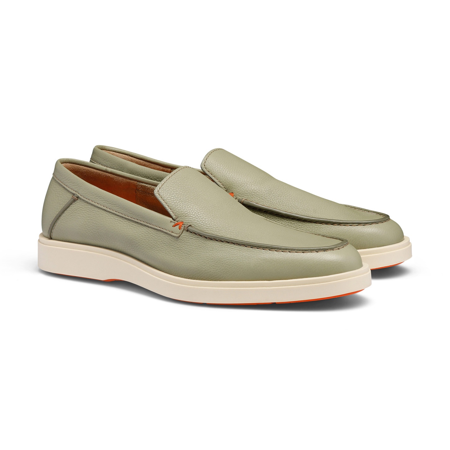 Men's light green tumbed leather loafer - 3