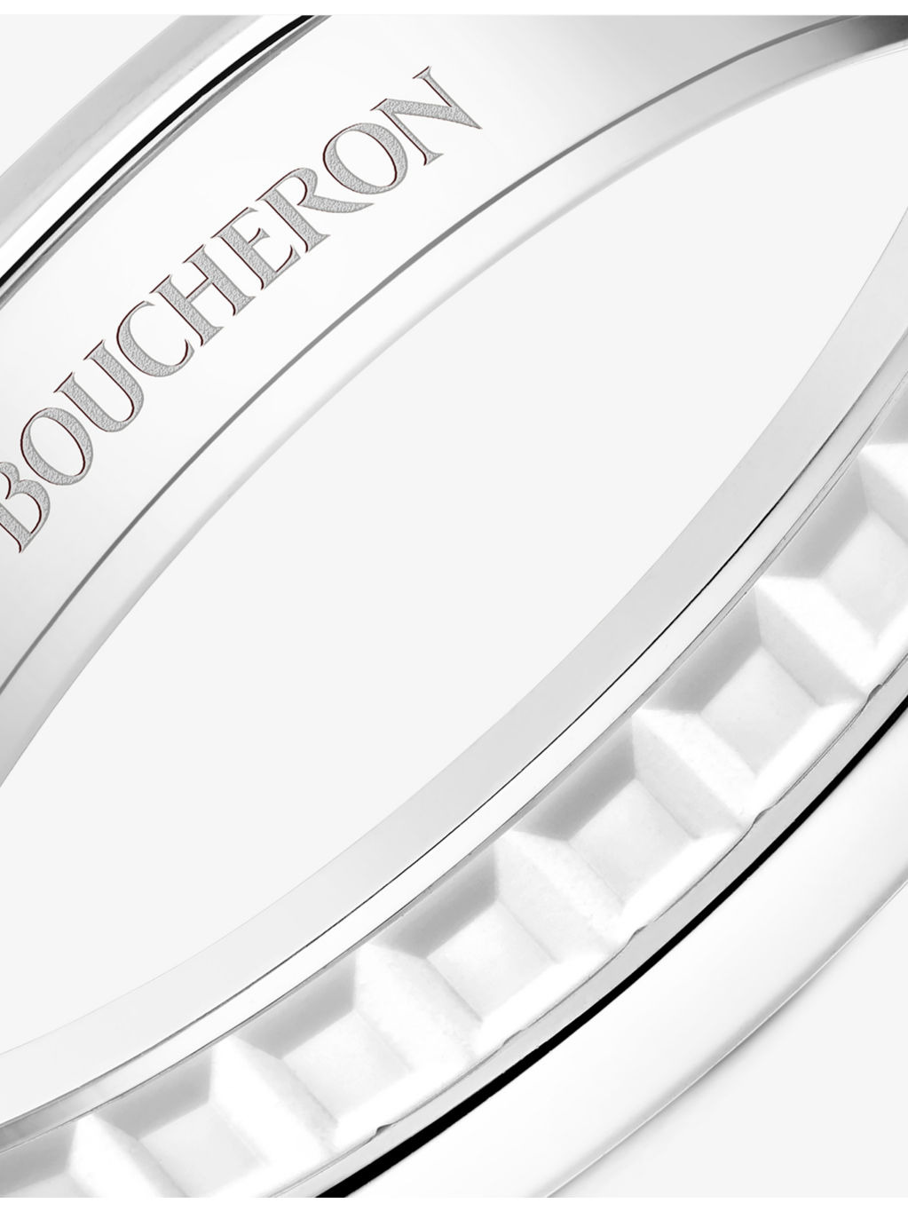 Quatre Double White Edition 18ct white-gold and white hyceram wedding band - 3