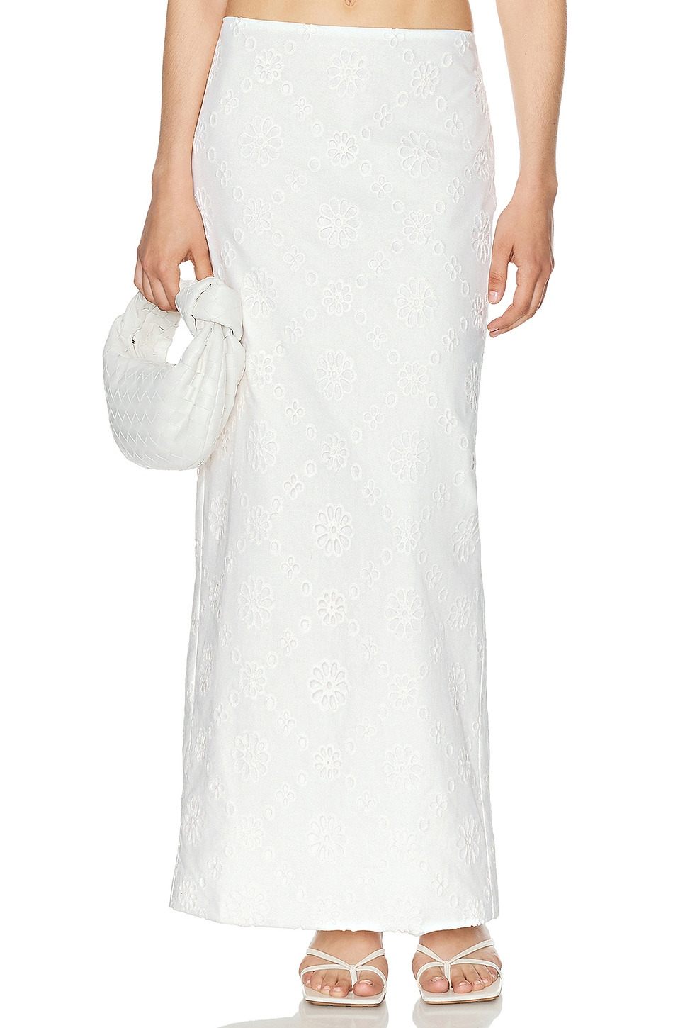 Eyelet Column Midi Skirt - 1