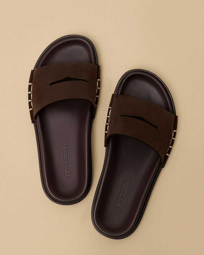 JW Anderson MENS FUSSBETT LOAFER SUEDE SLIDES IN BROWN outlook