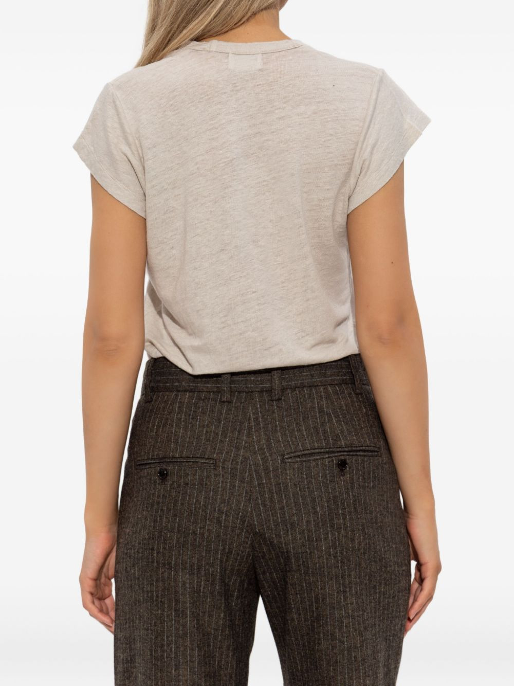 V-neck short-sleeve linen T-shirt - 4