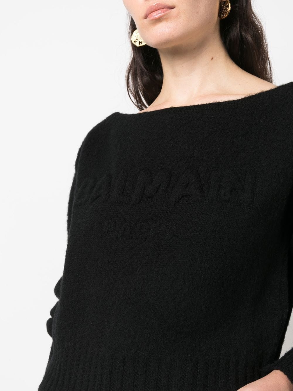 raised-logo boat-neck jumper - 5