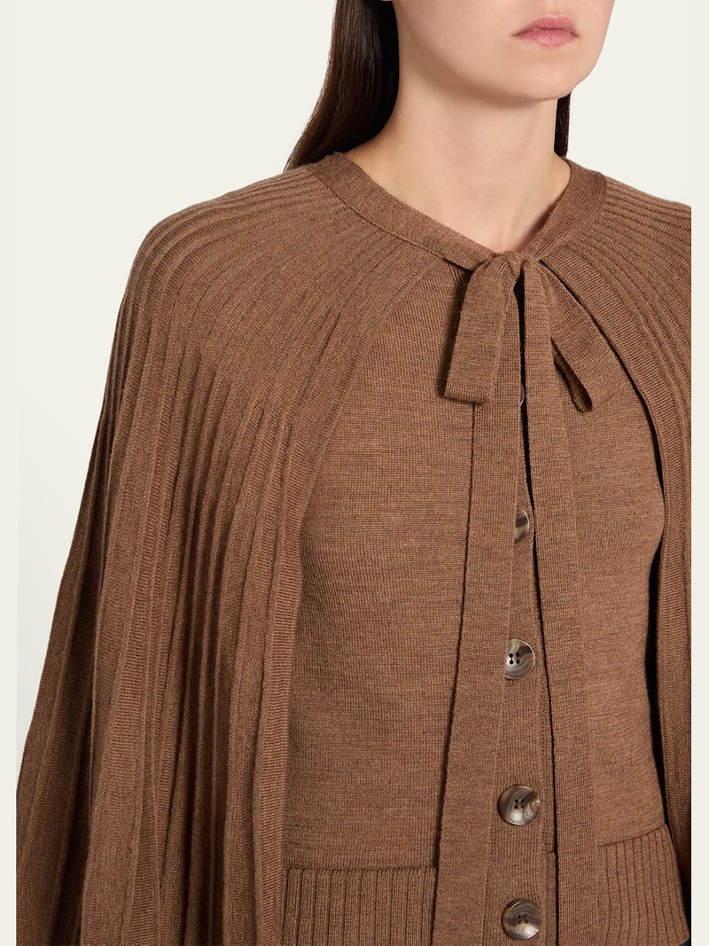 Pleated Wool Cape Cardigan 5