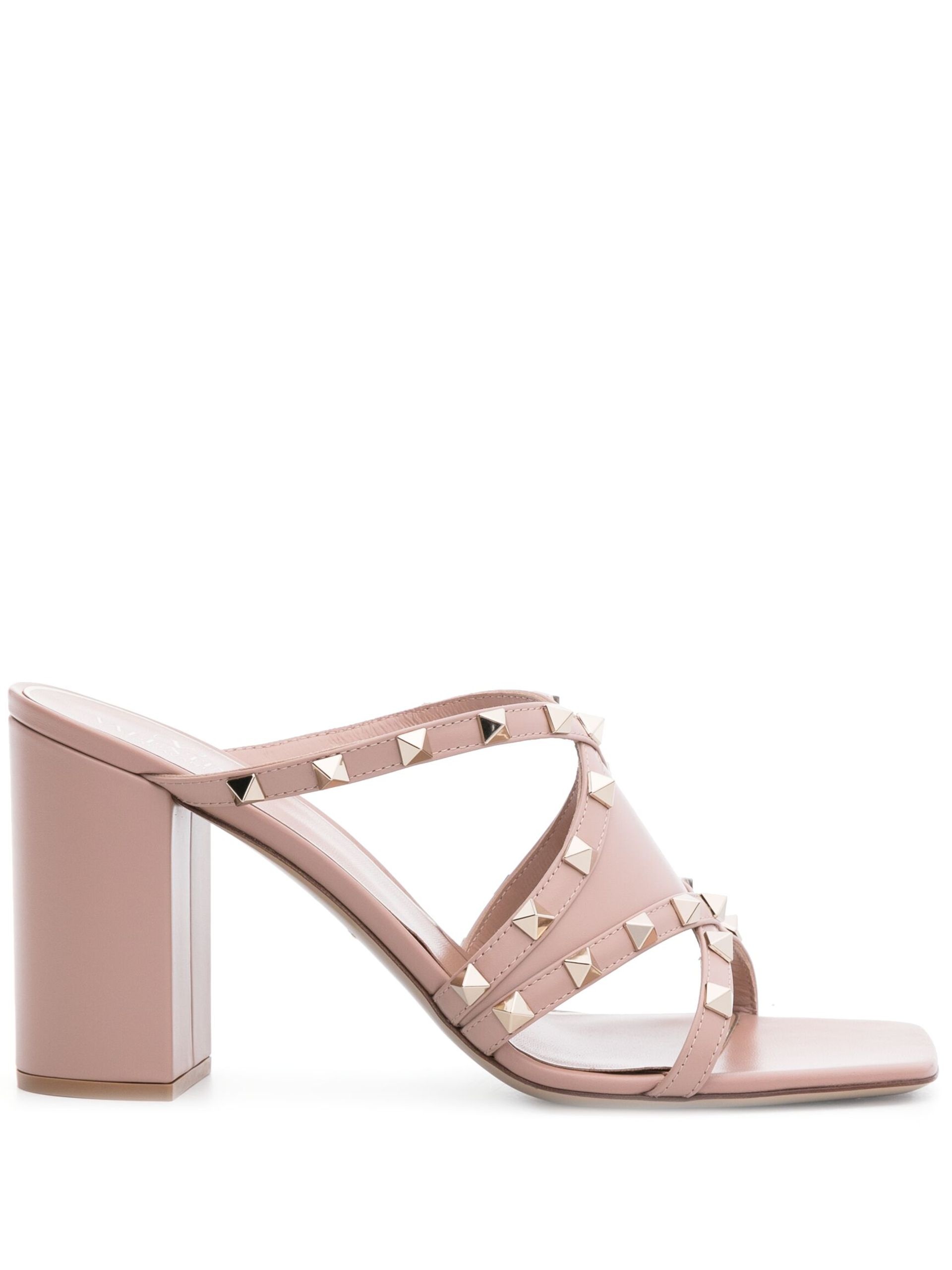 Pink Rockstud 90 Leather Mandals - 1