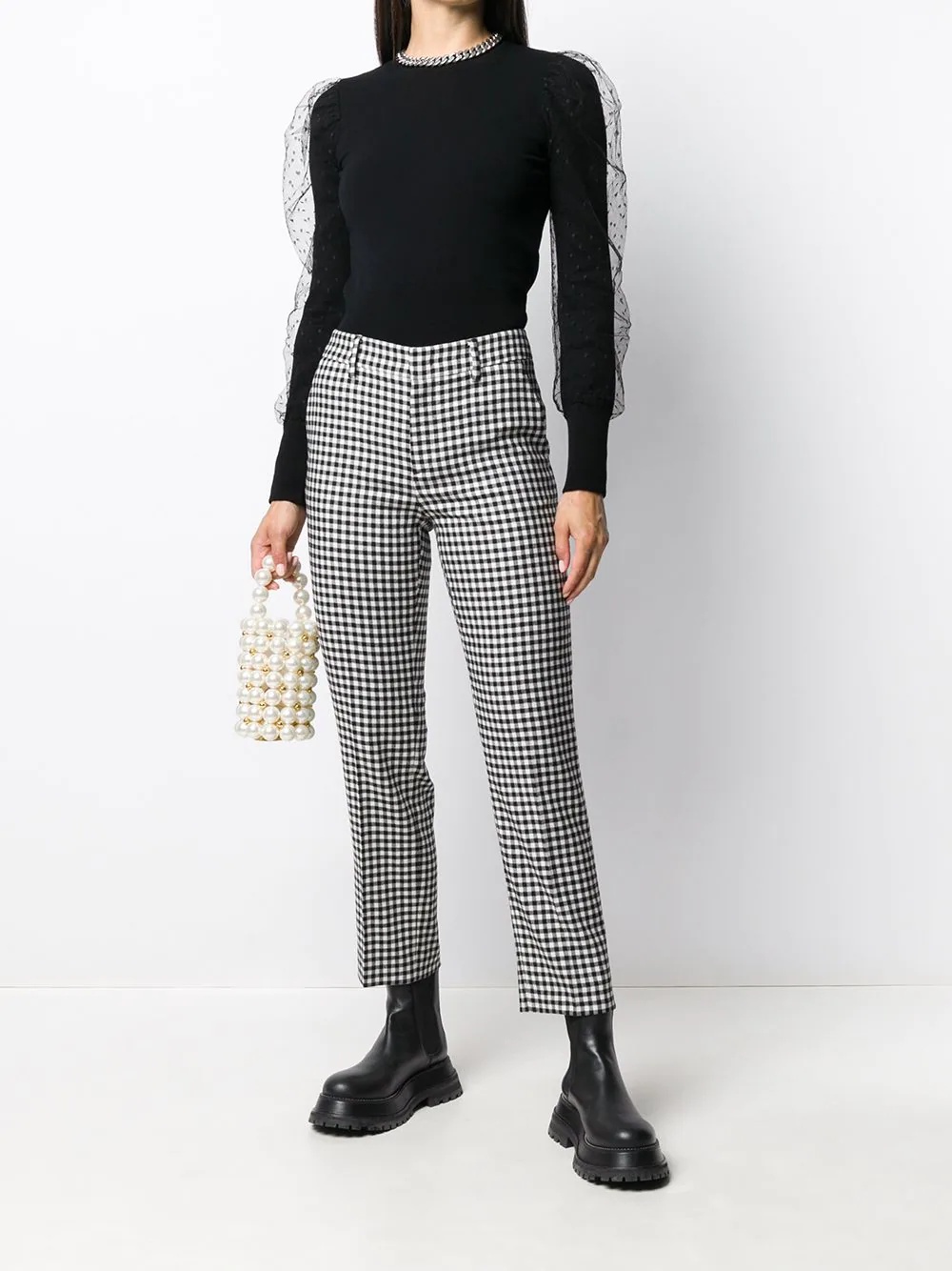 vichy-pattern cropped trousers - 2