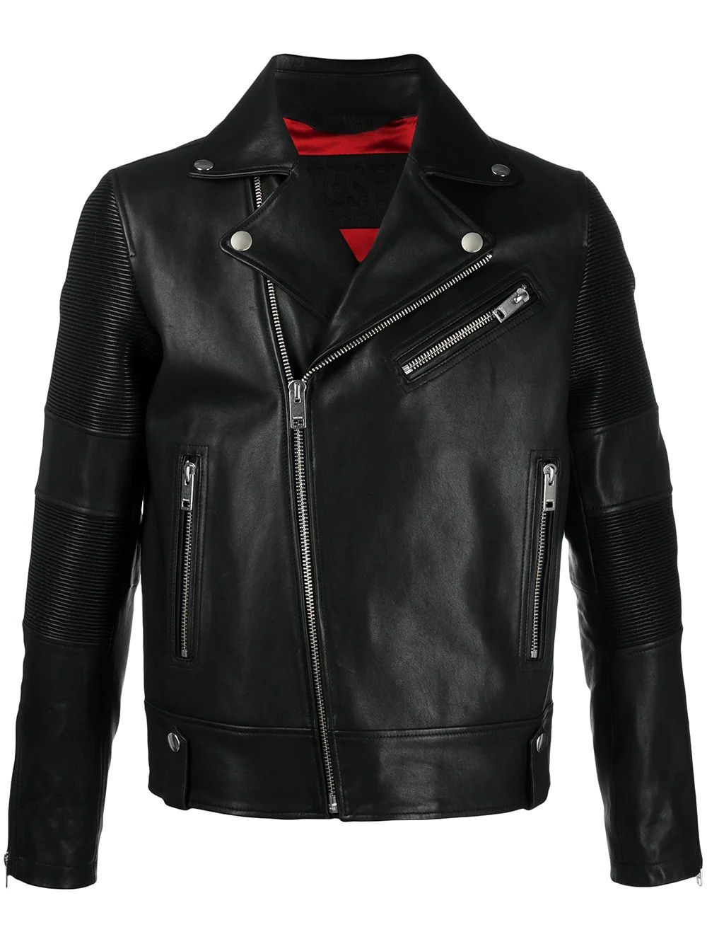 ribbed panelling biker jacket - 1