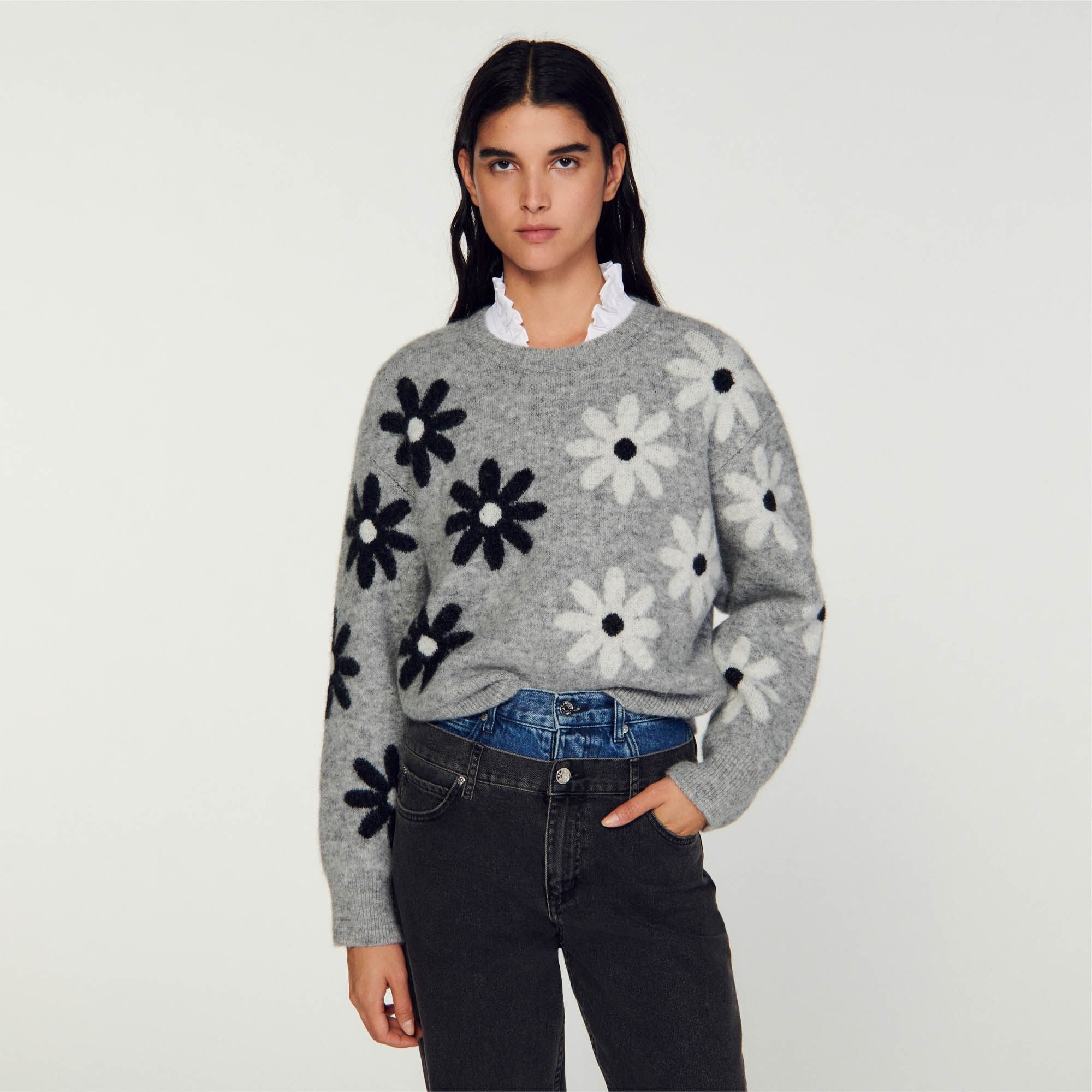 FLORAL KNIT SWEATER - 5