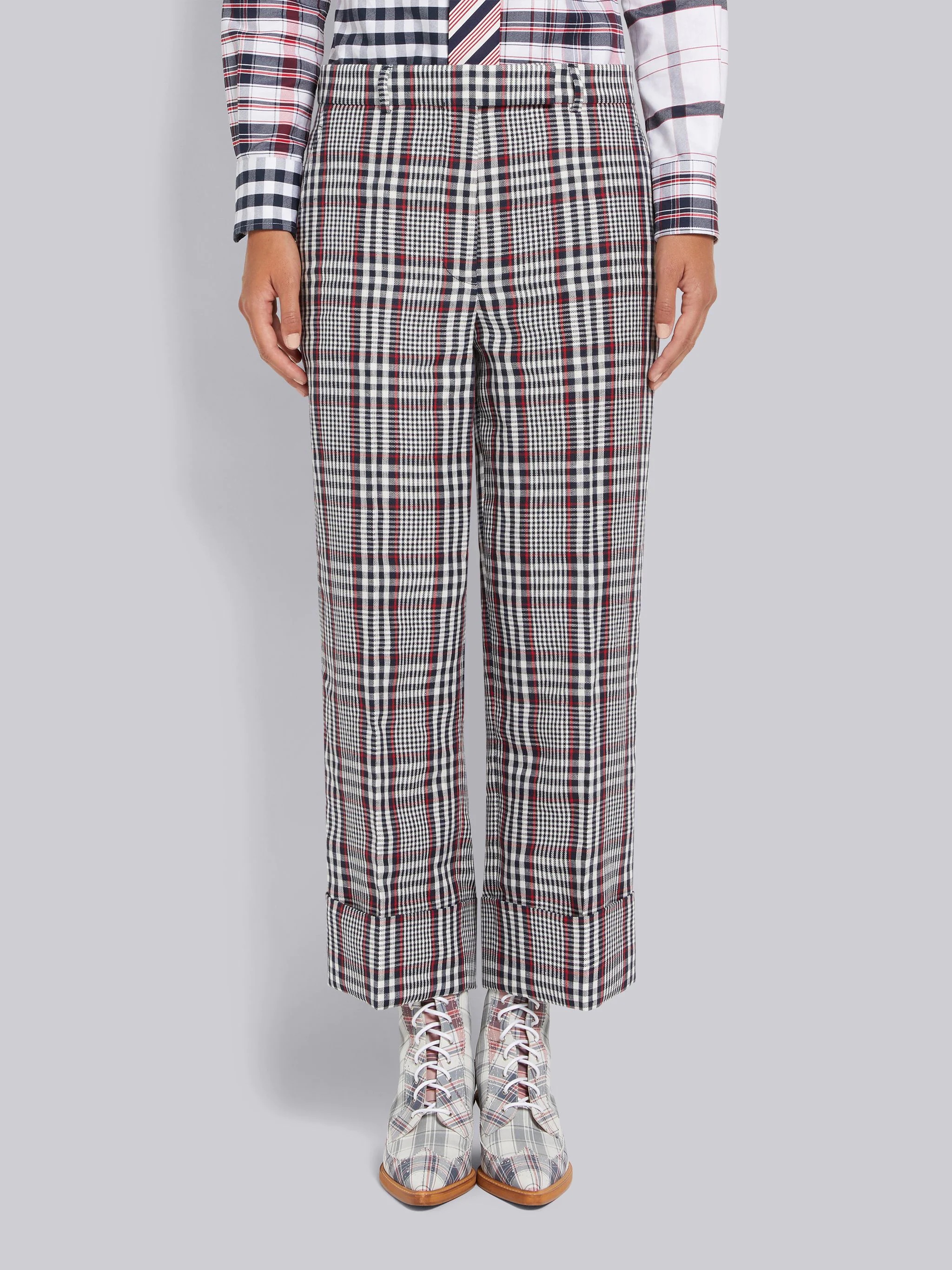 Multicolor Gingham Crispy Linen Sack Trouser - 1