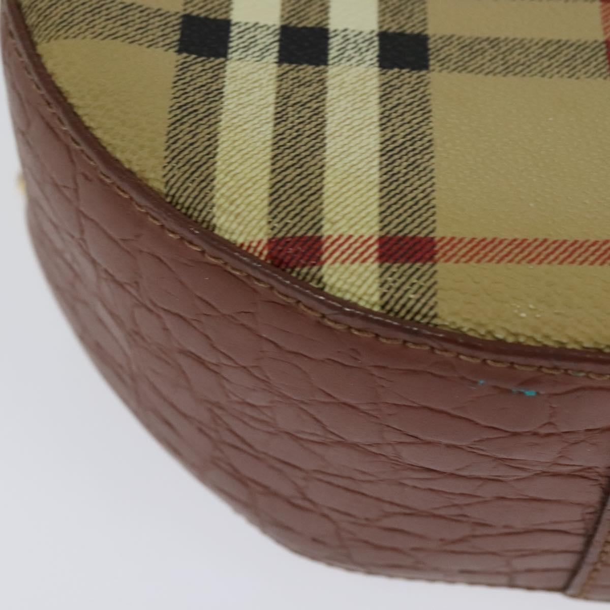 Burberry Nova Check Chain Shoulder Bag Pvc Leather Brown Beige - 15