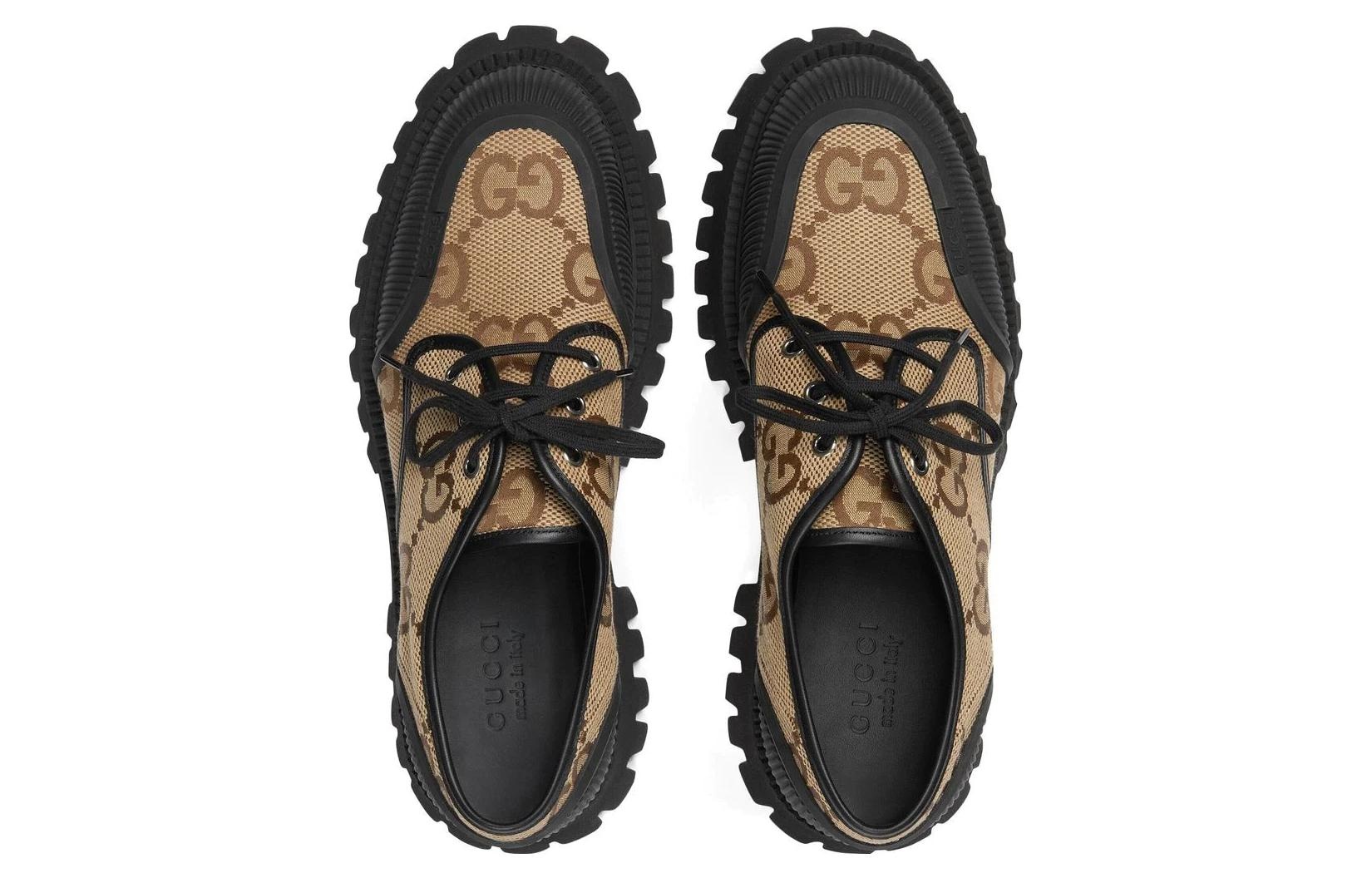 (WMNS) Gucci Maxi GG Lace-Up Shoes 'Beige Black' 751708-UKOF0-2552 - 4
