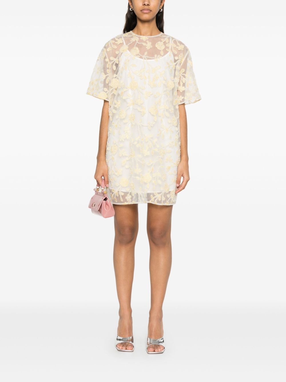floral-embroidered beaded mini dress - 2