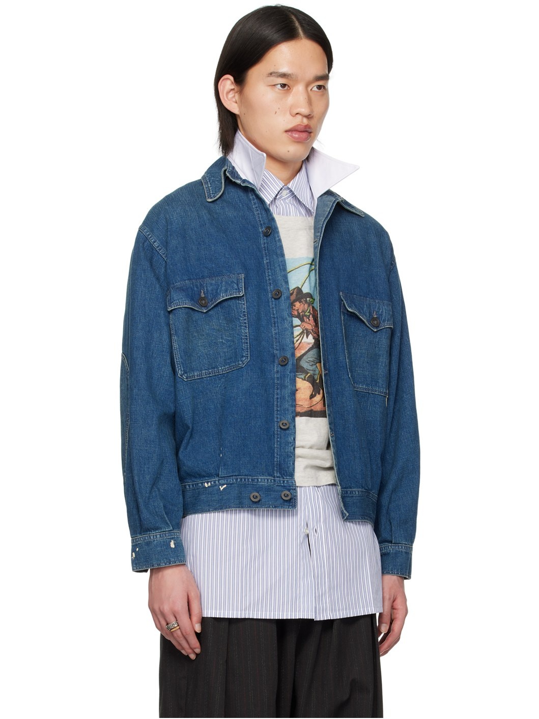 Blue Distressed Denim Jacket - 2