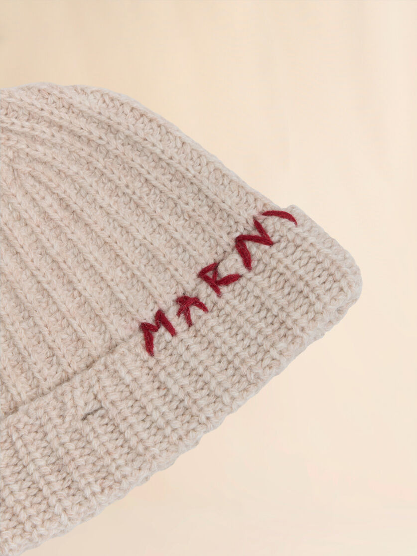 OAT SHETLAND WOOL BEANIE WITH MARNI MENDING - 4