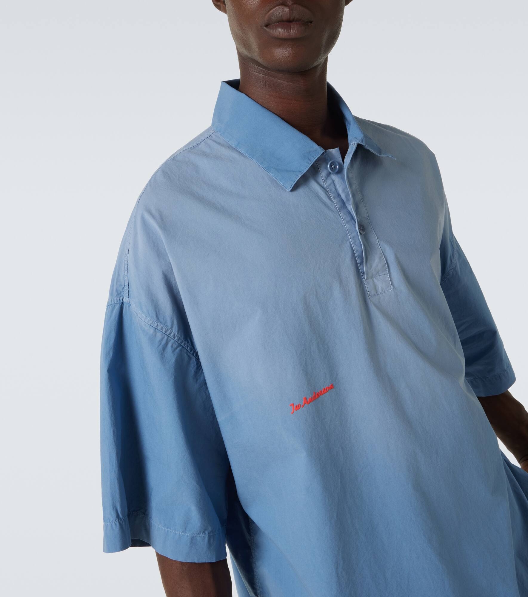 Logo embroidered oversized polo shirt - 5