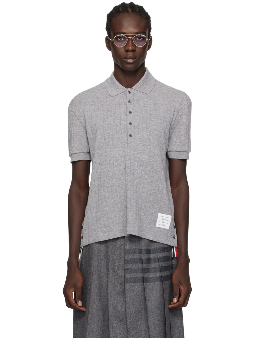 Pinstripe Micro Waffle Pocket Polo