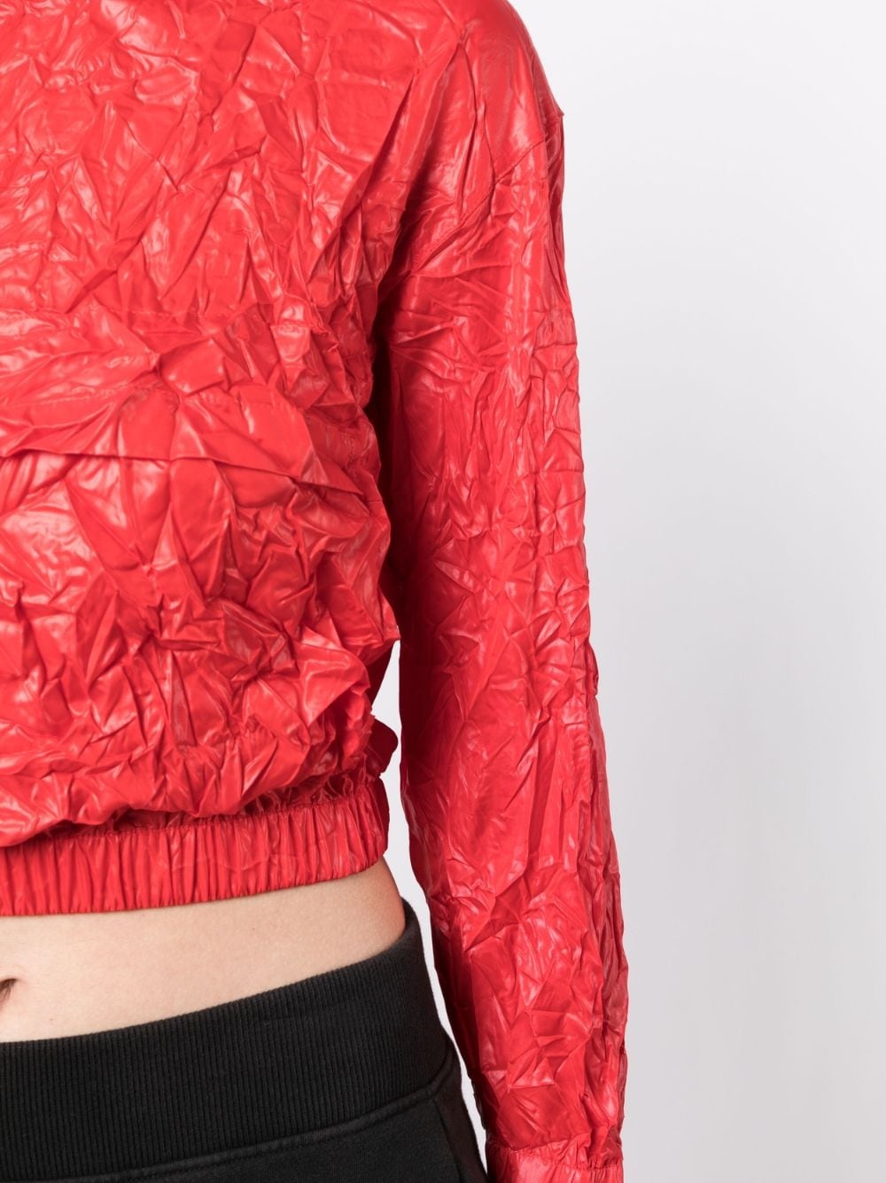 crinkle-effect cropped hoodie - 5